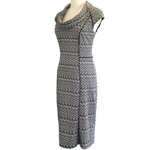 Elegant Black and White Chevron Dress